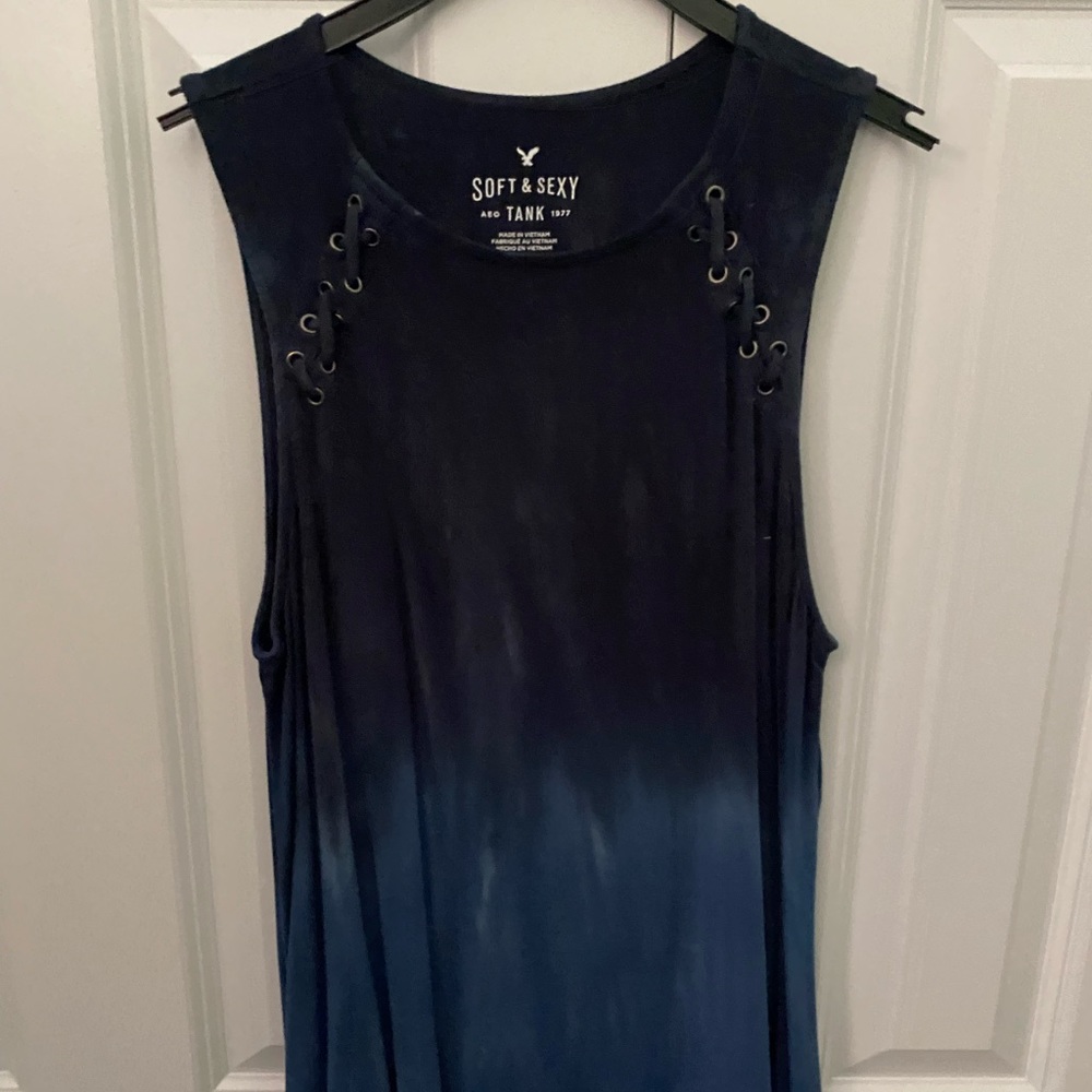 American Eagle Blue Tie Dye Muscle Tank